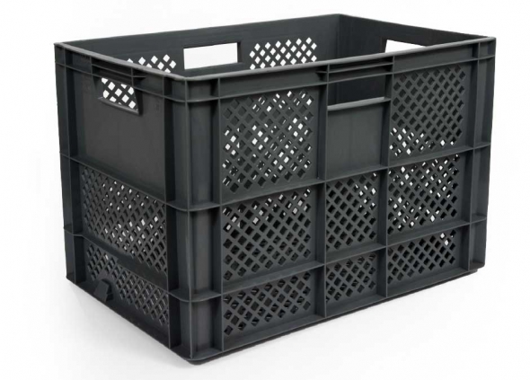 resistente plastica contenitori scatole casse grigio 56 litri 60 x 40 x 27 cm impilabile 600 x 400 x 270 mm 